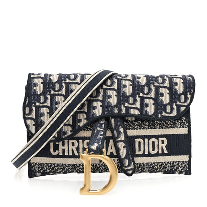 Christian Dior Oblique Slim Saddle Pouch Blue 1 of 10