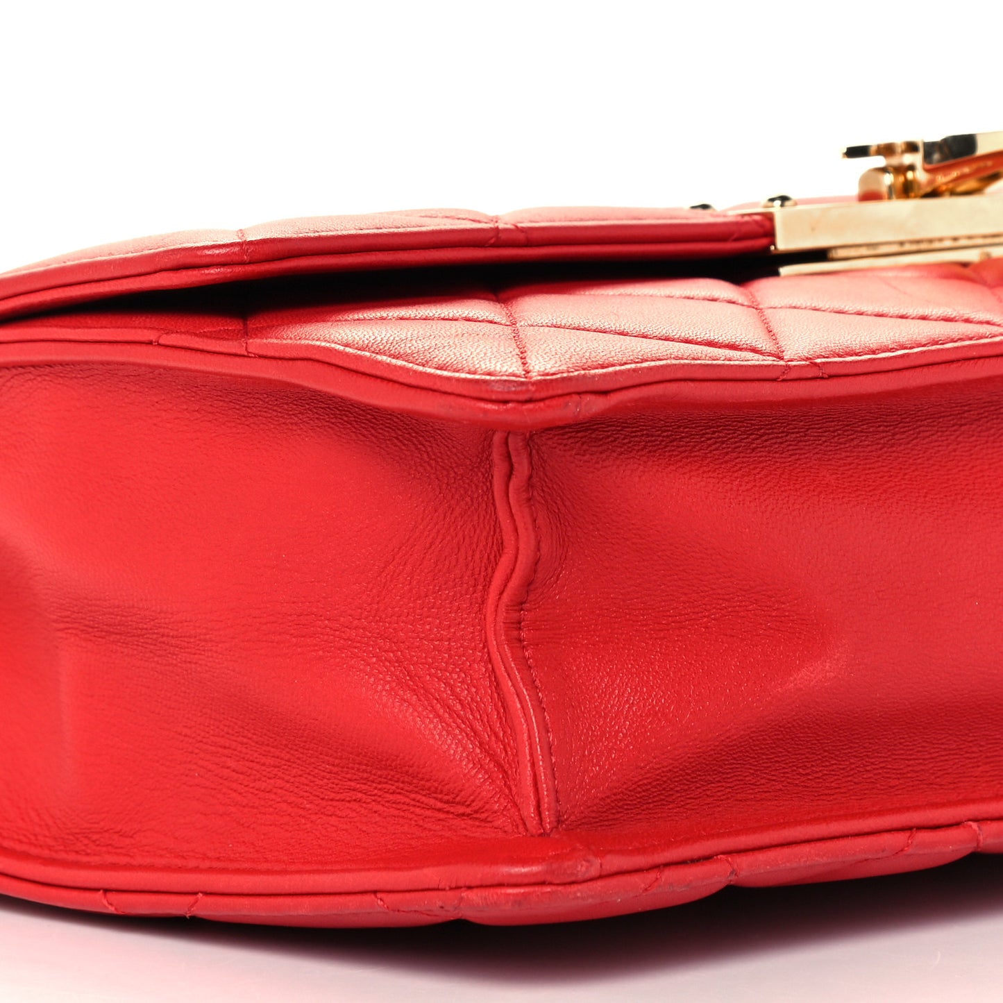Lambskin Quilted Large Golden Class Flap Red