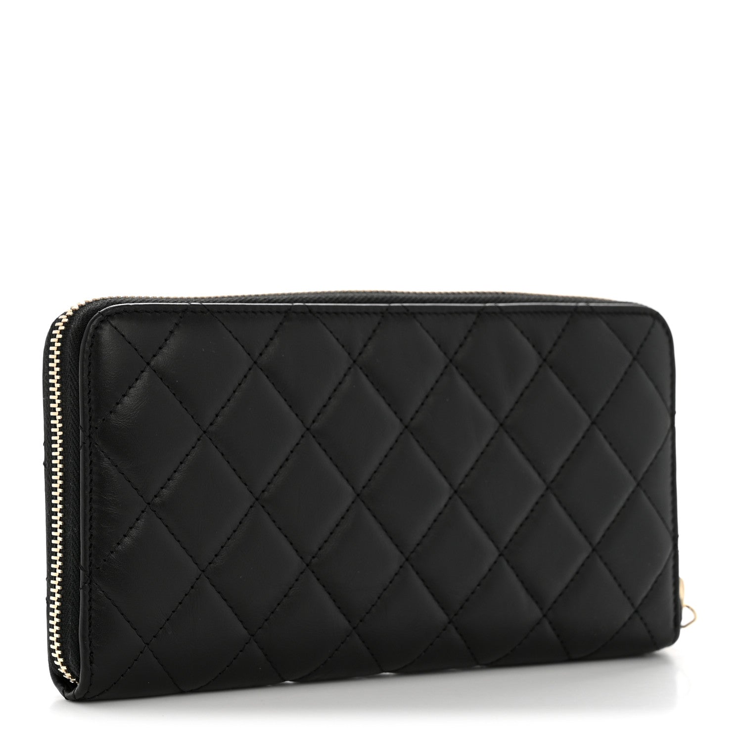 Chanel Aged Calfskin Quilted Lucky Charms 2.55 Reissue Zip Around Wallet Black 3 of 10
