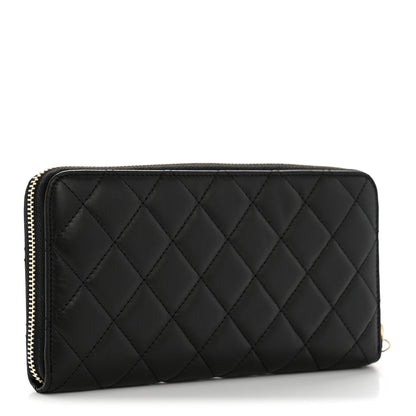 Chanel Aged Calfskin Quilted Lucky Charms 2.55 Reissue Zip Around Wallet Black 3 of 10