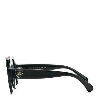 Chanel Acetate Square Heart Sunglasses 5479 Black 3 of 8