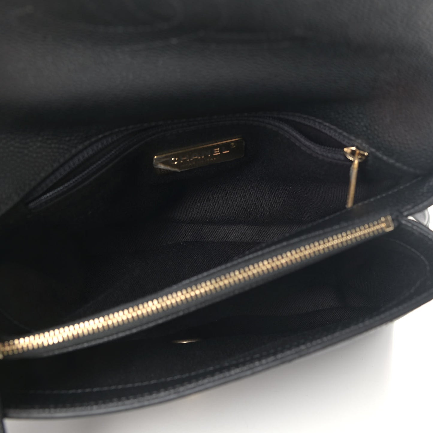 Grained Calfskin Small Stitched Flap Black