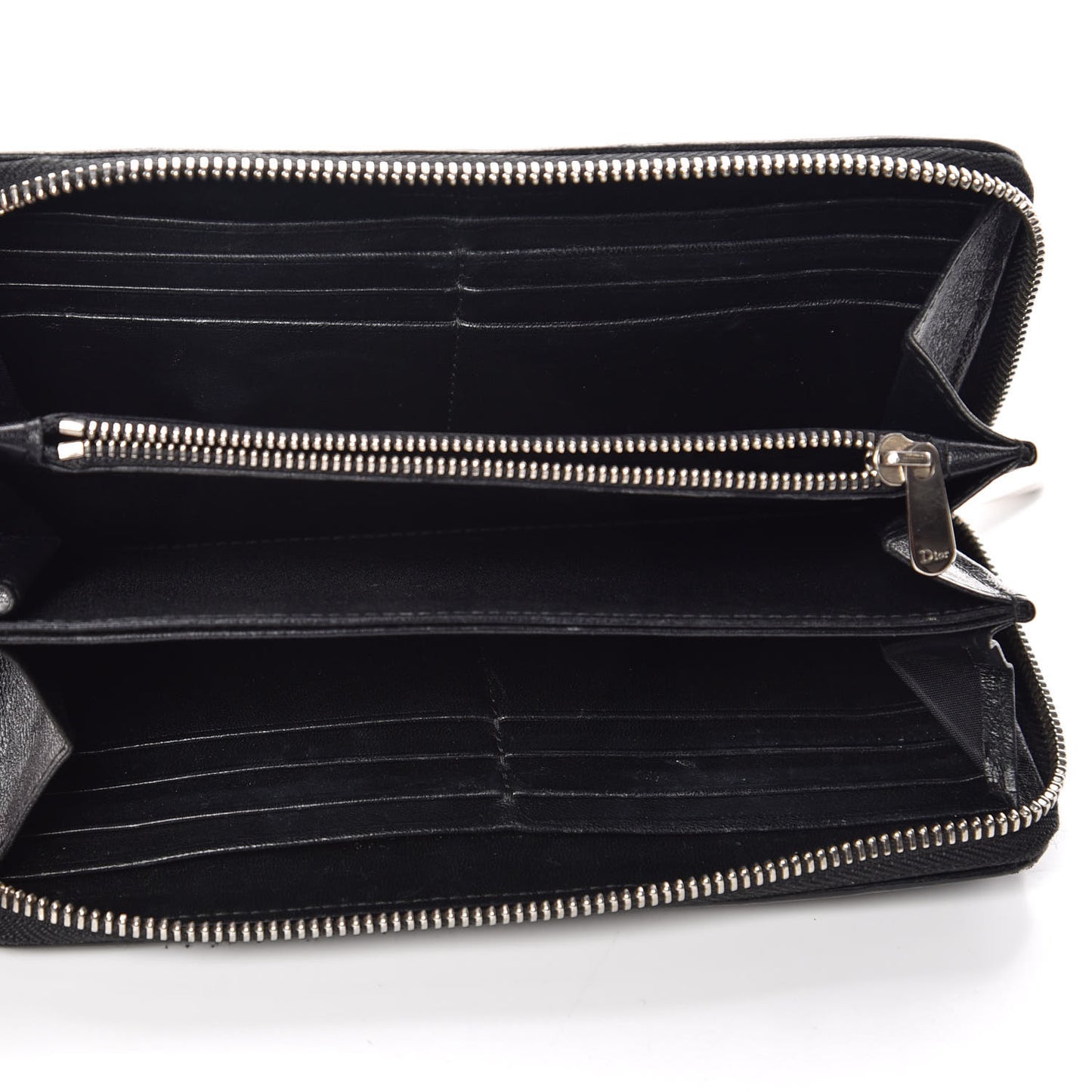Lambskin Cannage Lady Dior Zip Wallet Black
