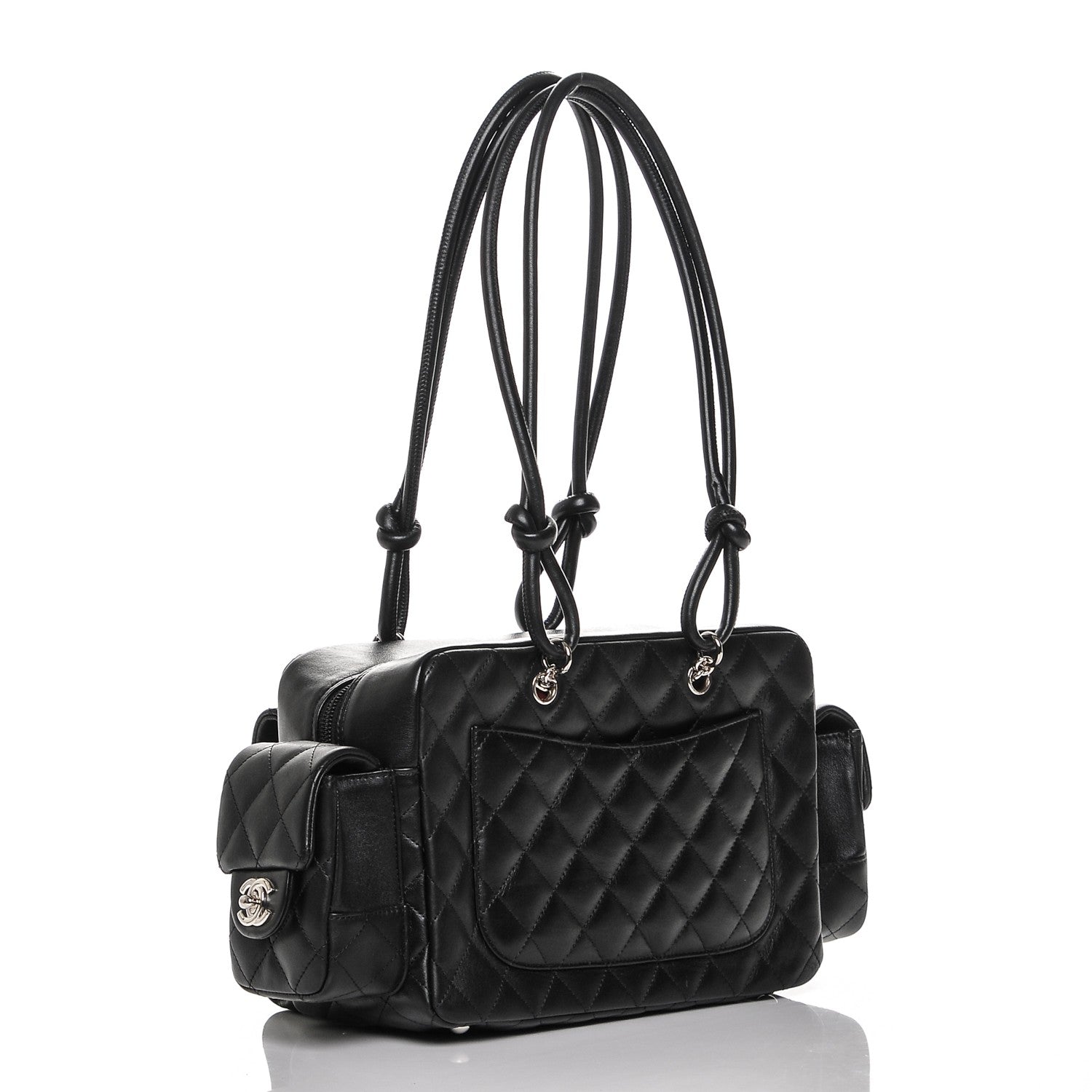 Chanel Calfskin Quilted Small Cambon Multipocket Reporter Black White 3 of 7