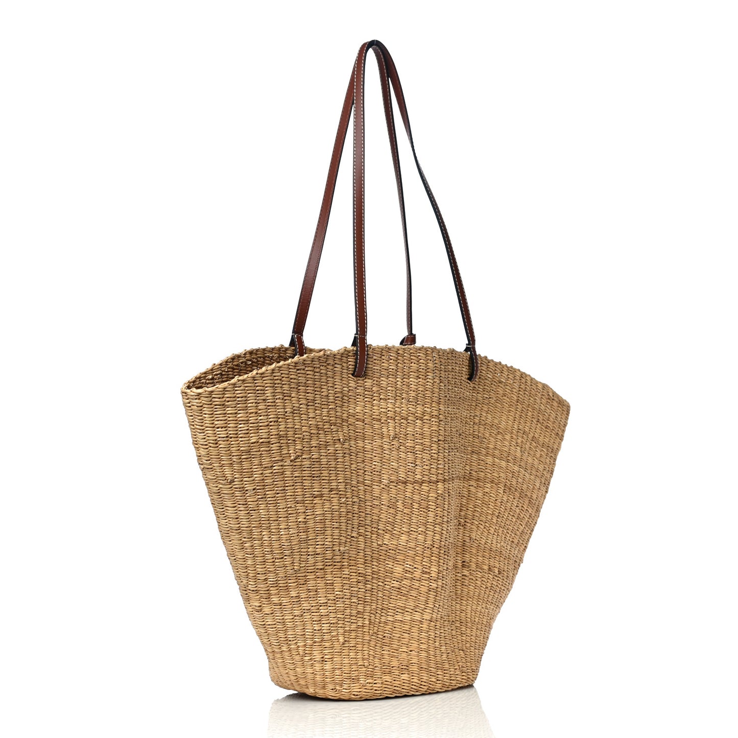 Calfskin Raffia Paulas Ibiza Small Basket Tote Bag Natural Tan