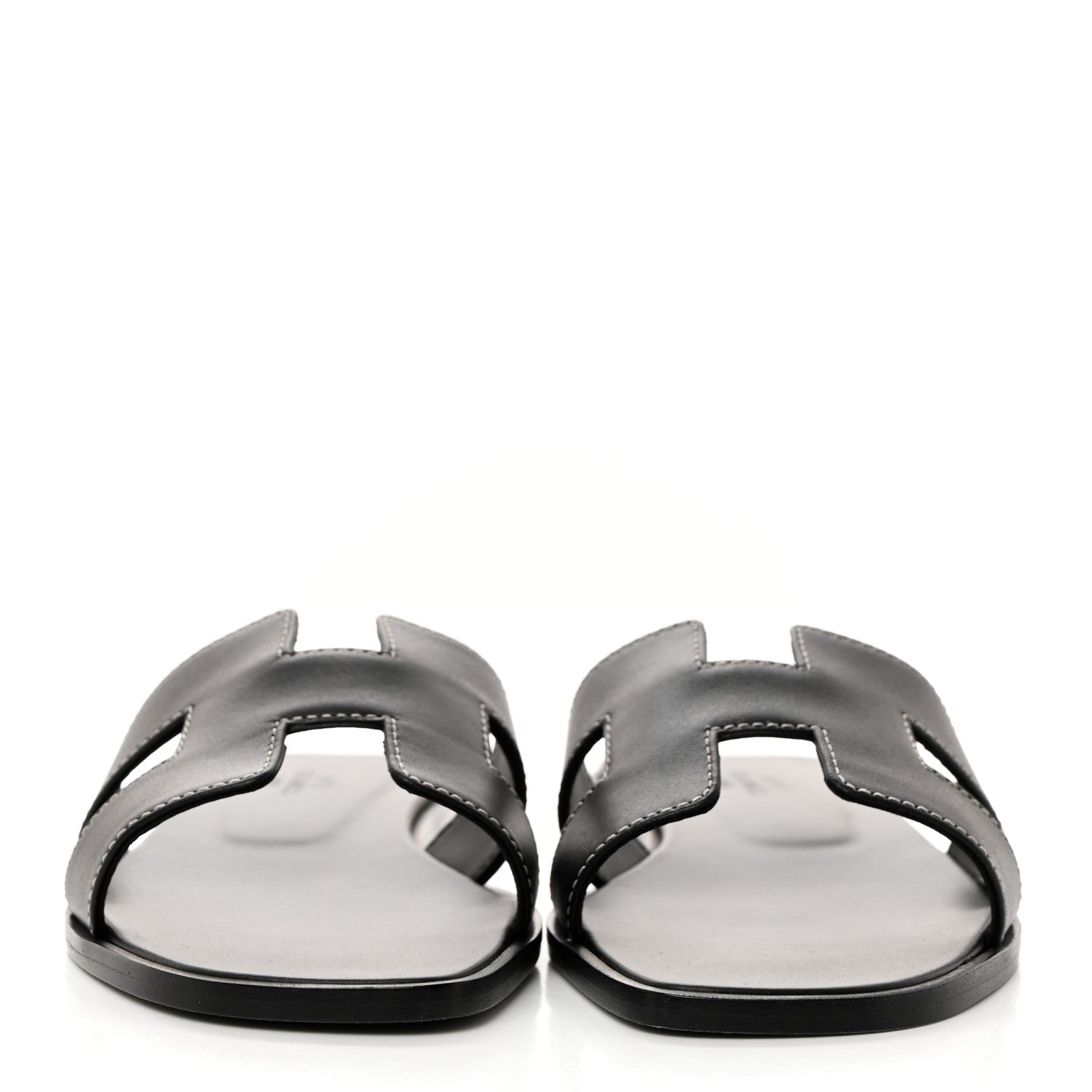 Hermes Box Calfskin Oran Sandals 38 Black 2 of 9