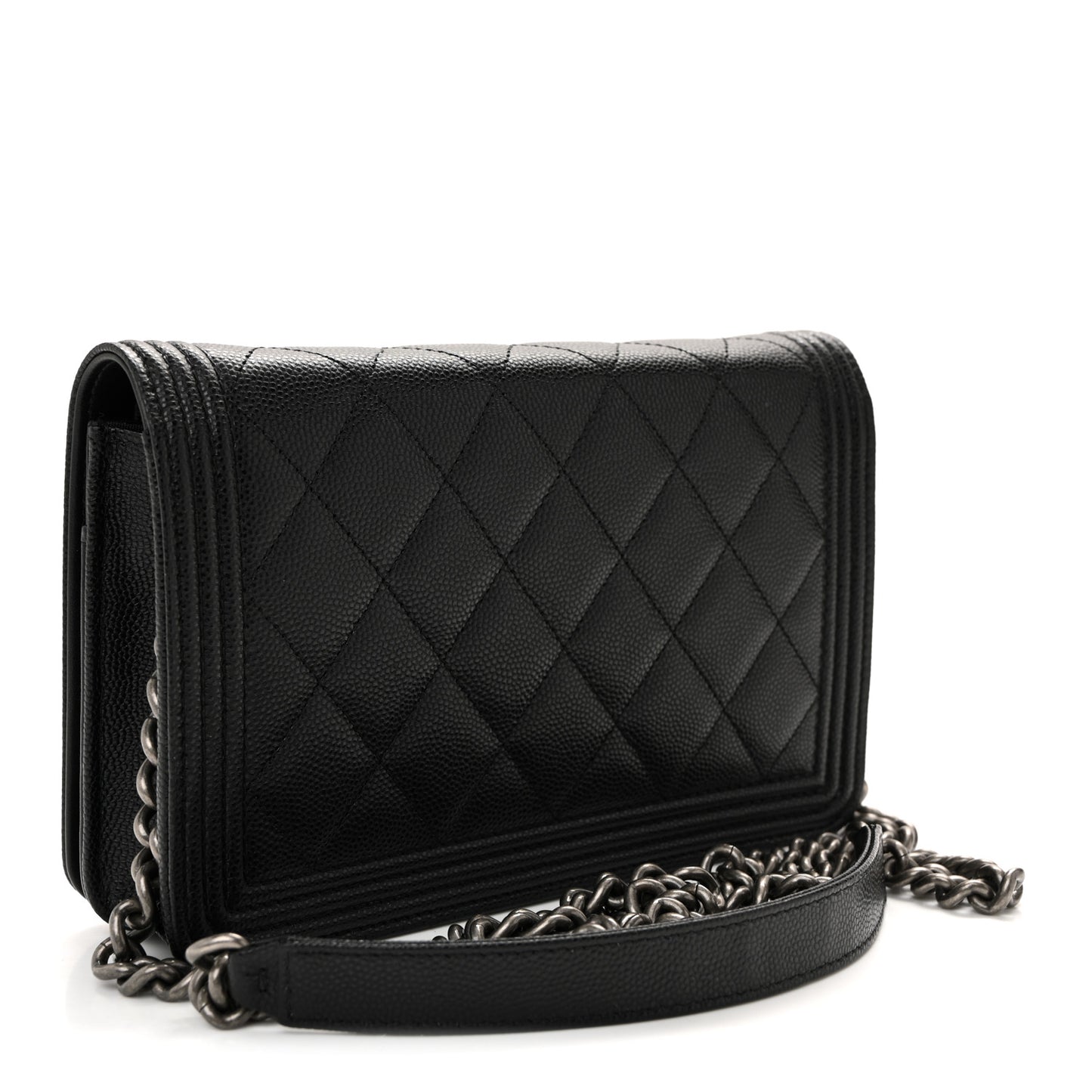 Caviar Quilted Boy Wallet On Chain WOC Black