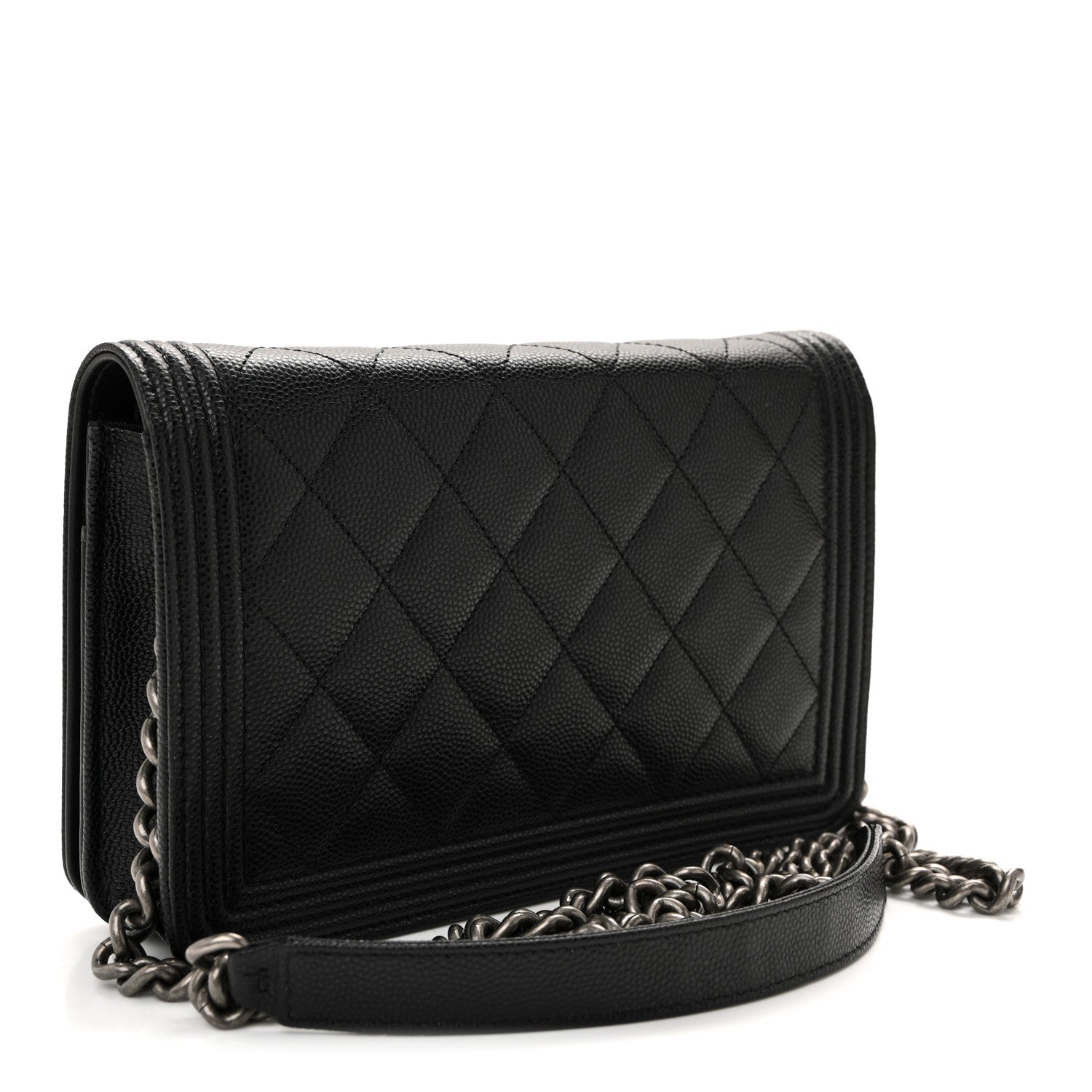 Chanel Caviar Quilted Boy Wallet On Chain WOC Black 3 of 12