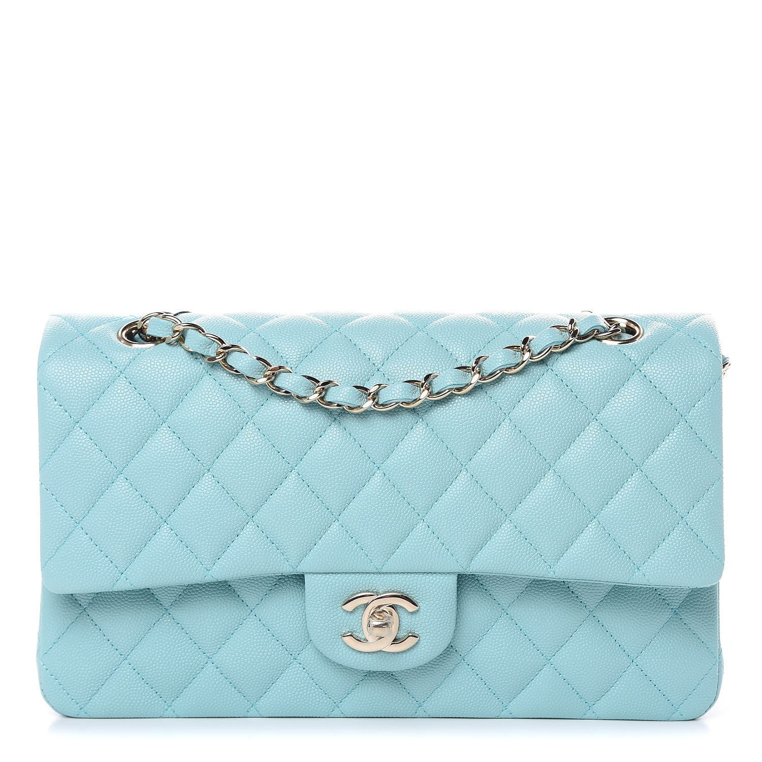 Chanel Caviar Quilted Medium Double Flap Light Blue 1 of 10