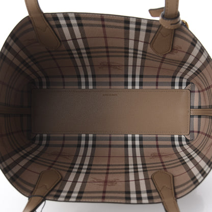 Burberry Grainy Calfskin Haymarket Check Small Reversible Tote Mid Camel 7 of 14