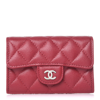 Chanel Caviar Quilted Flap Card Holder Wallet Red 1 of 9
