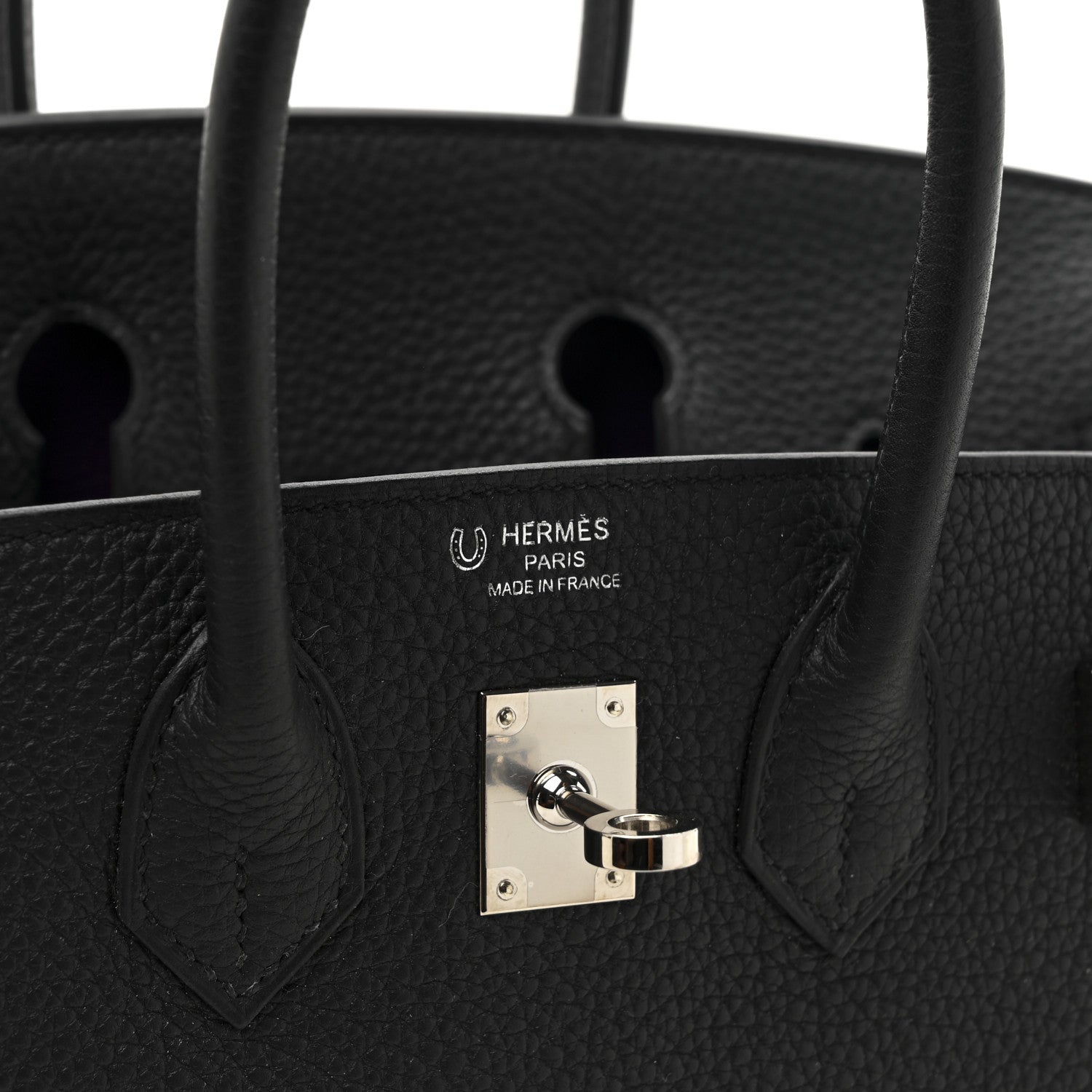 Hermes Togo Horseshoe Birkin 25 Black Anemone 6 of 11