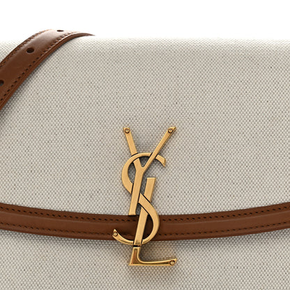 Saint Laurent Linen Calfskin Monogram Small Solferino Satchel Greggio Brick 8 of 10