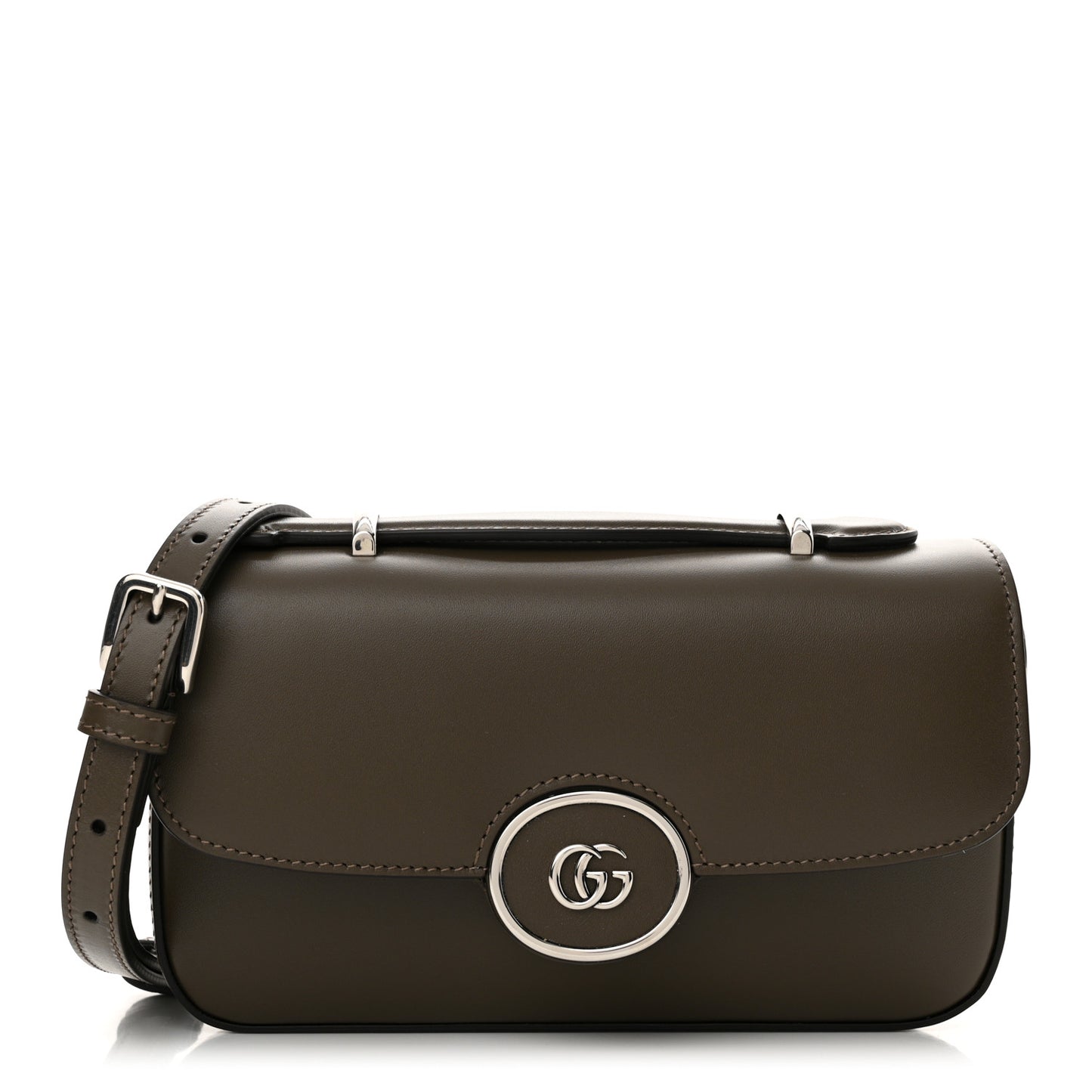 Senna Calfskin Petite GG Top Handle Shoulder Bag Brown