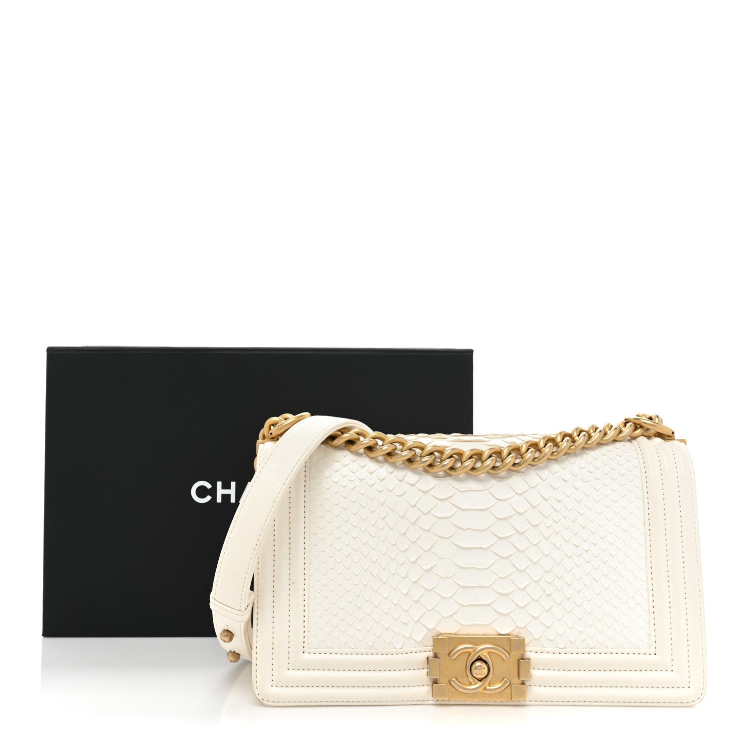 Chanel Snakeskin Medium Boy Flap White 19 of 19
