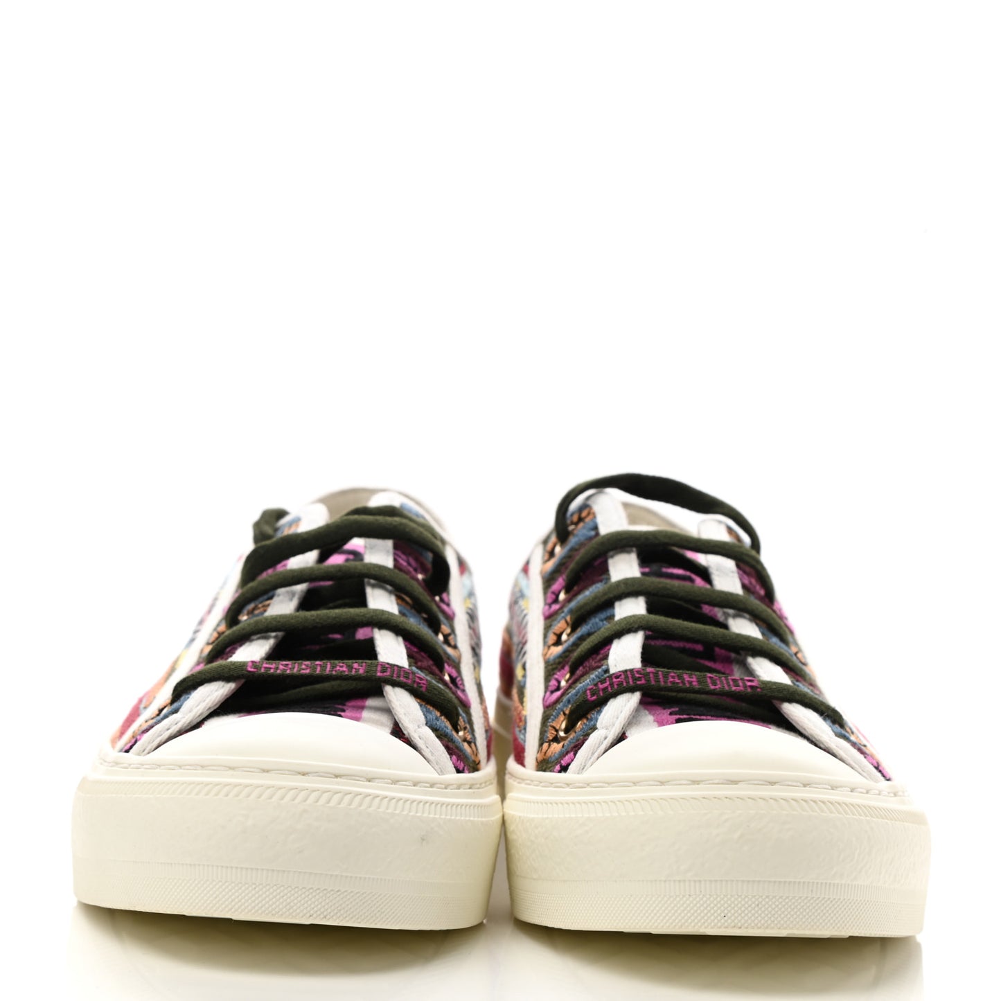 Canvas Ethnic Embroidered Womens Walk'N'Dior Low Top Sneakers 39.5 Fuchsia