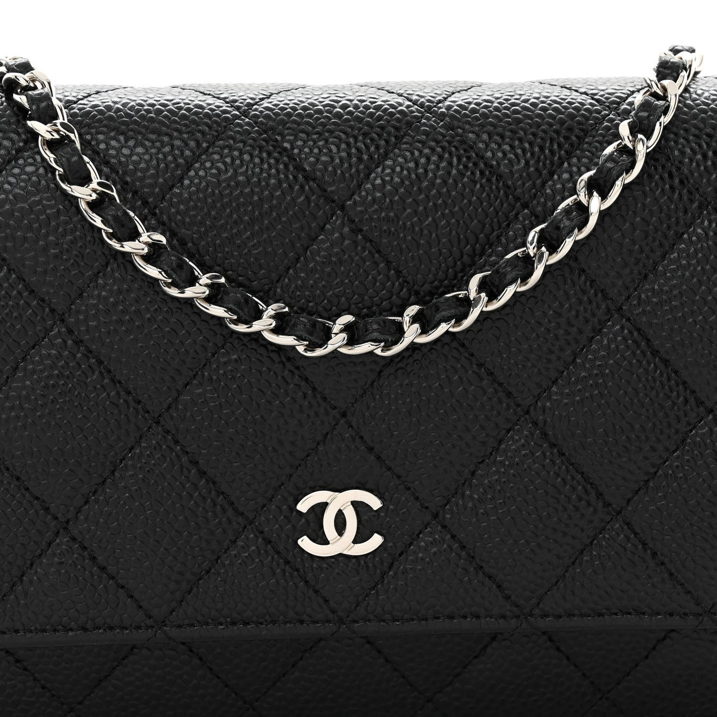 Caviar Quilted Wallet On Chain WOC Black