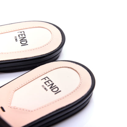 Fendi Vitello FF Embossed Buckle Flat Mules 38 Maya Black 11 of 14