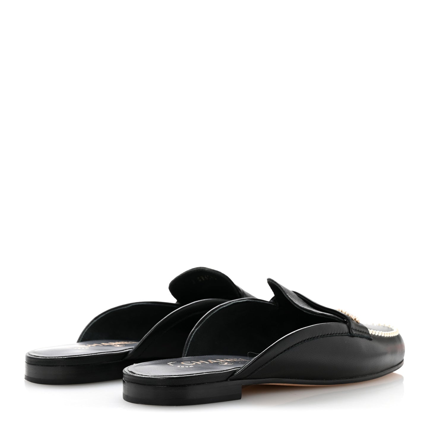 Lambskin Pearl CC Mules 38 Black