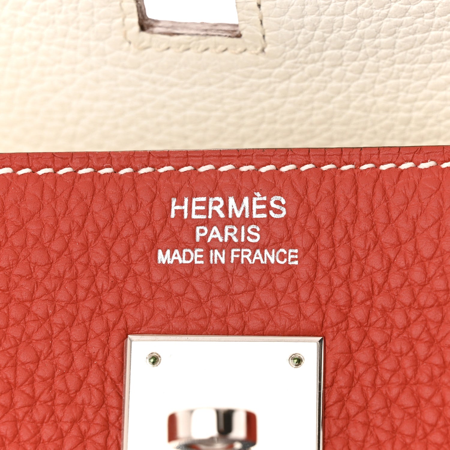 Hermes Togo Casaque Birkin 40 Sanguine White 6 of 11