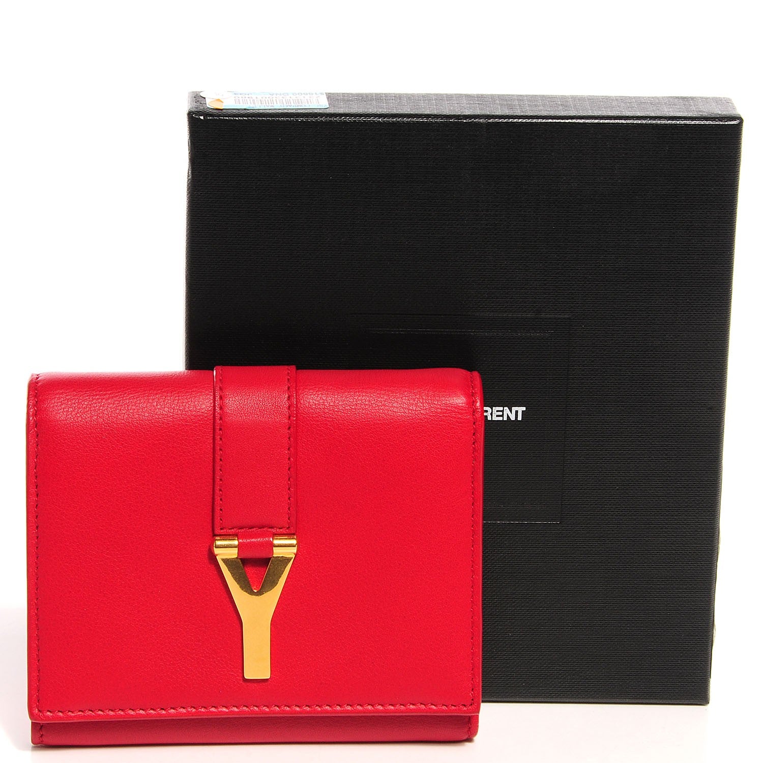 Saint Laurent Calfskin Classic Y Compact Wallet Red 5 of 7