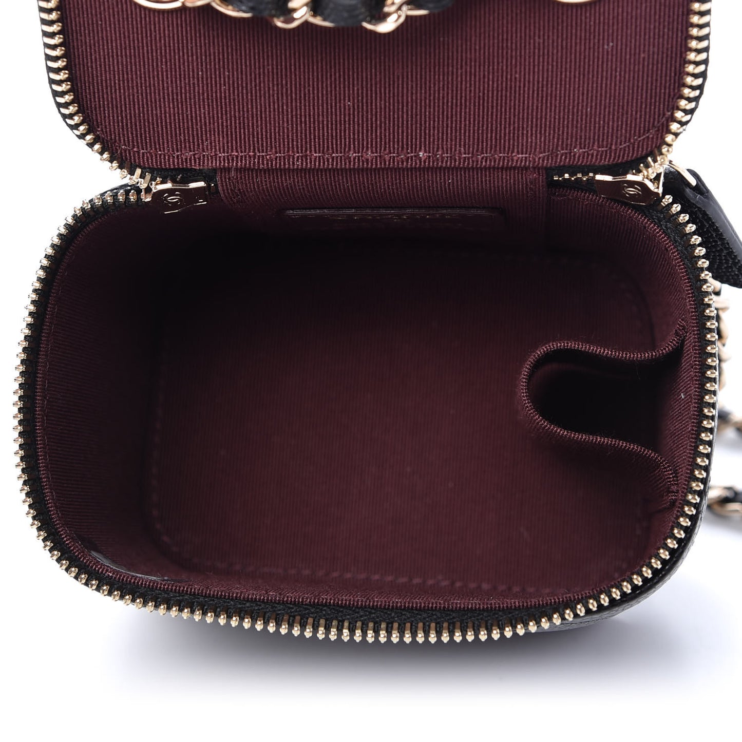 Caviar Quilted Mini Vanity Case With Chain Black