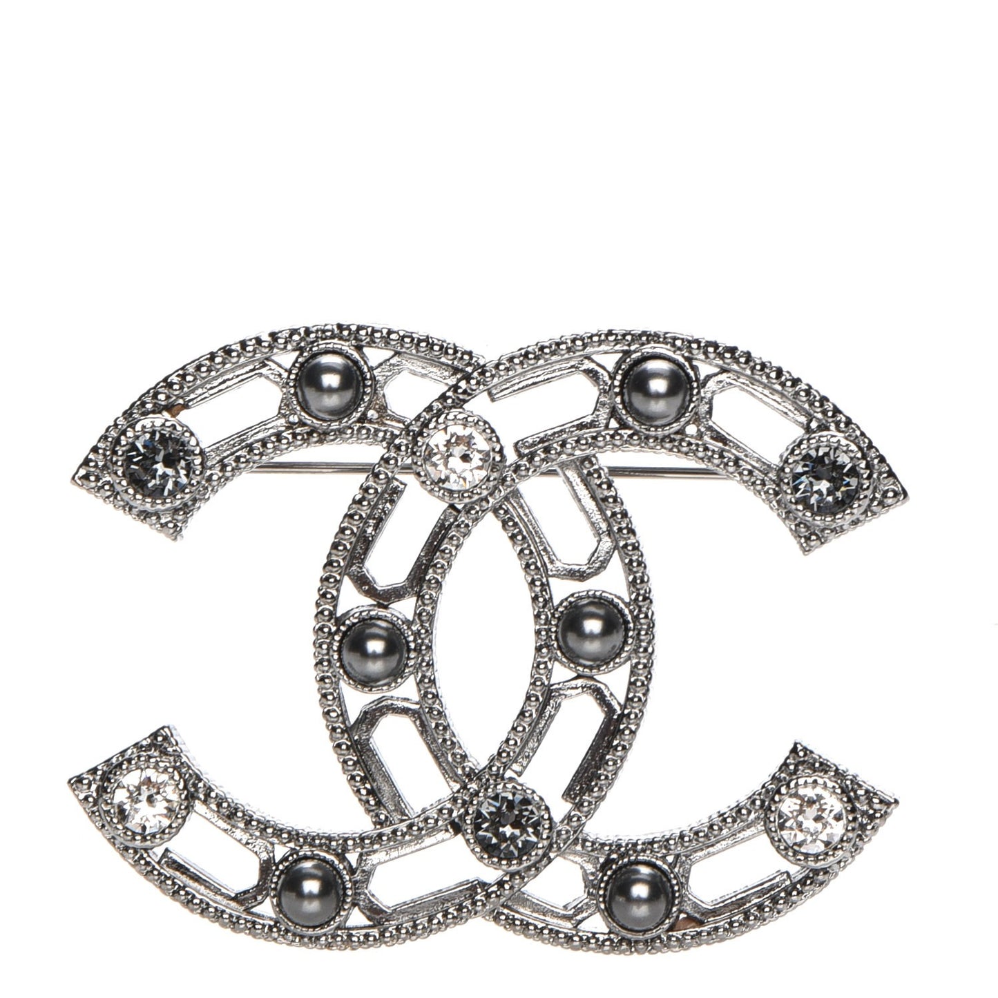 Ruthenium Pearl CC Brooch Black