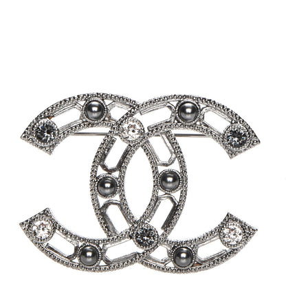 Chanel Ruthenium Pearl CC Brooch Black 1 of 5