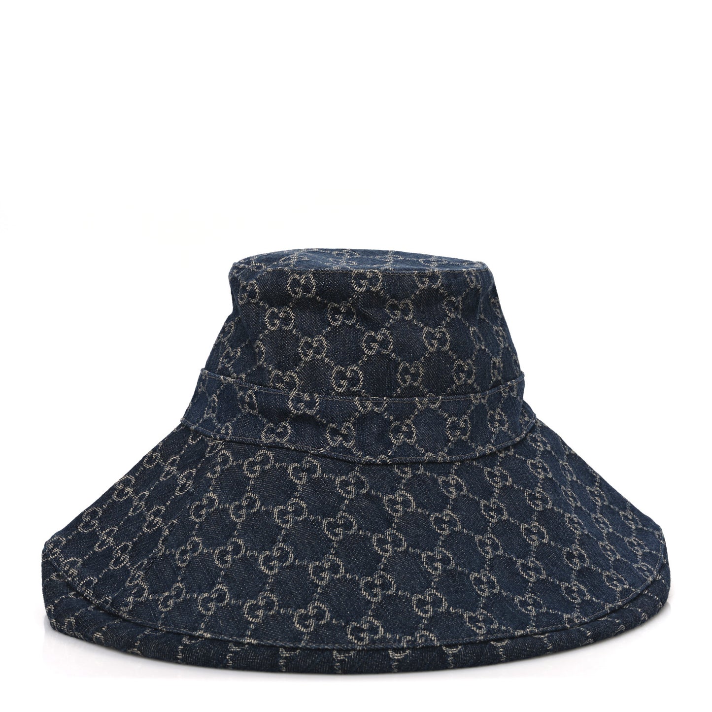 Eco Washed Denim GG Monogram Brim Hat L Blue