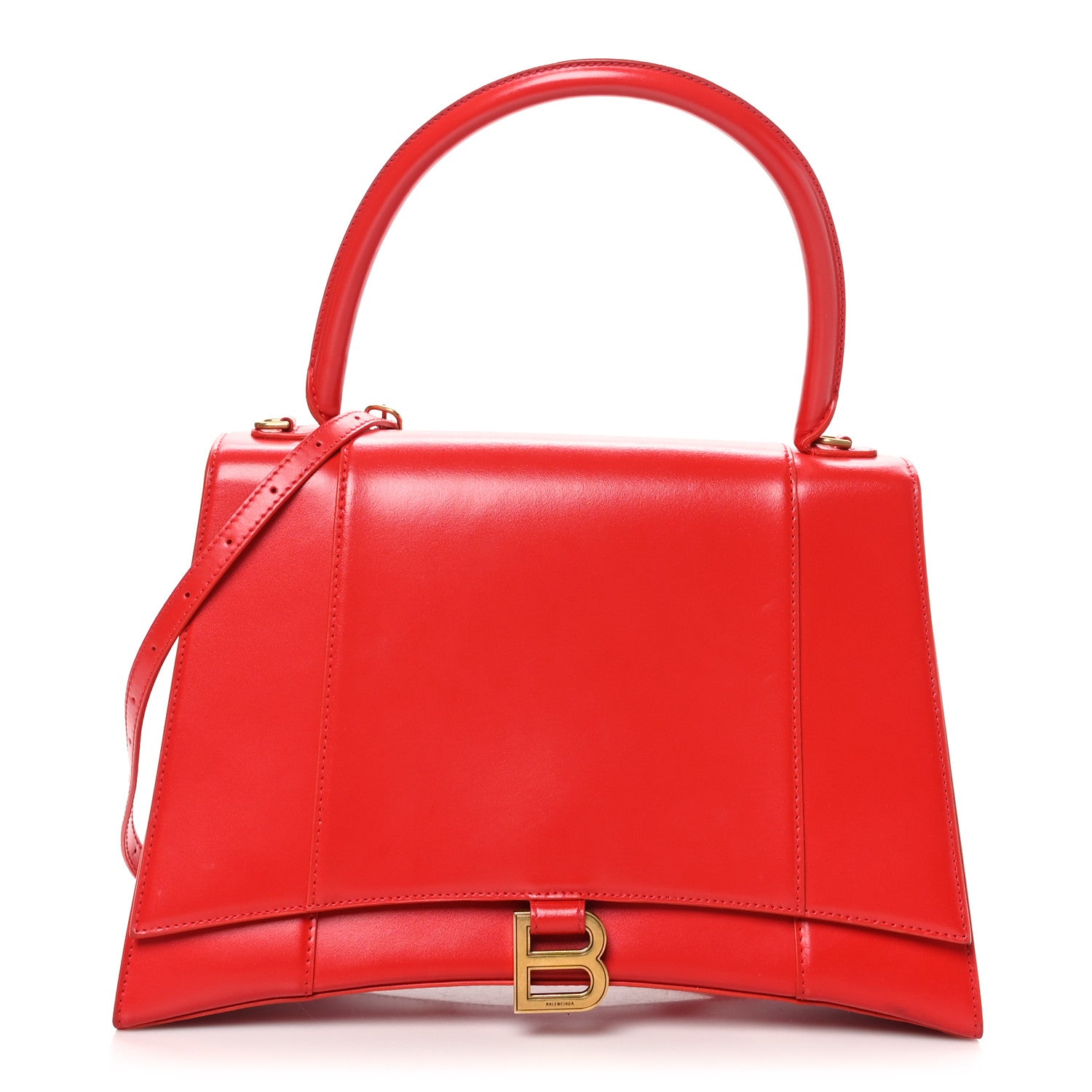 Balenciaga Shiny Box Calfskin Medium Hourglass Top Handle Bag Bright Red 1 of 11