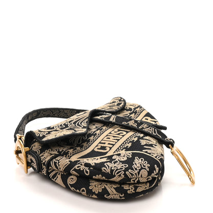 Christian Dior Canvas Embroidered Ornamental Cornely Saddle Bag Black Beige 4 of 10