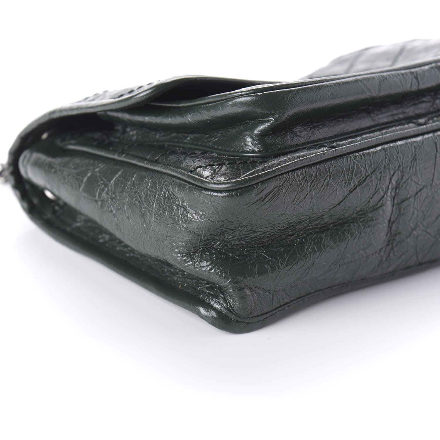 Saint Laurent Crinkled Calfskin Matelasse Monogram Baby Niki Chain Satchel Dark Green 6 of 9