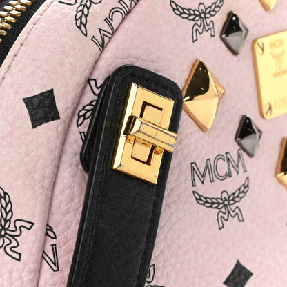 MCM Visetos Studded Small Dual Stark Backpack Chalk Pink Black 10 of 12