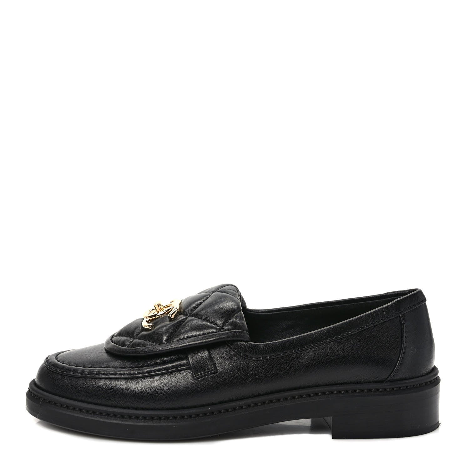 Chanel Lambskin Quilted CC Turnlock Loafers 35.5 Black 1 of 7
