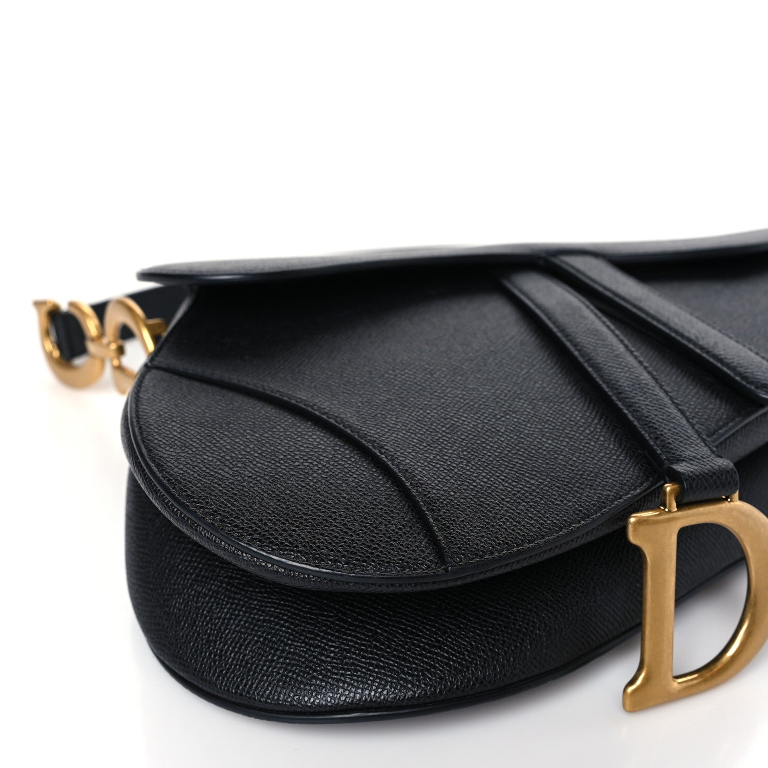 Christian Dior Grained Calfskin Saddle Bag Black 8 of 9
