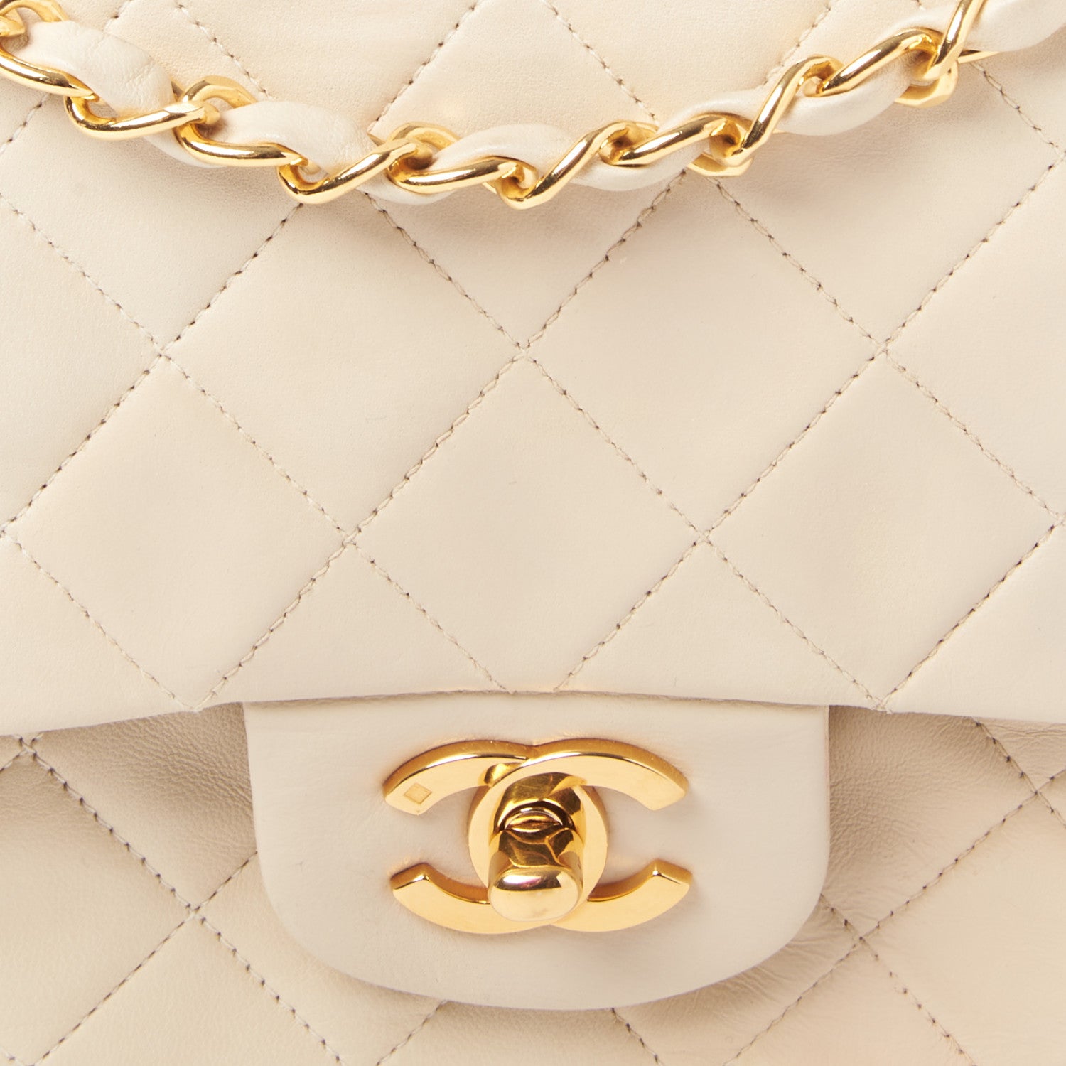 Chanel Lambskin Quilted Medium Double Flap Light Beige 6 of 9