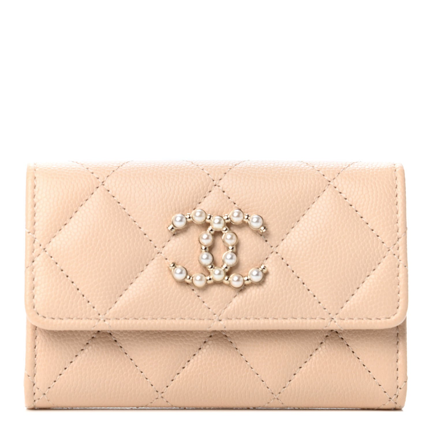 Chanel Caviar Pearl Quilted Coco Candy Flap Card Holder Beige 1 of 4