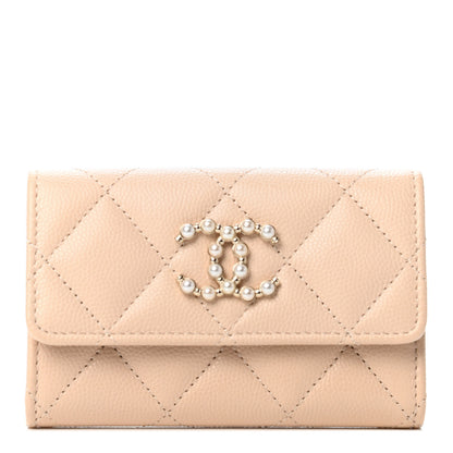 Chanel Caviar Pearl Quilted Coco Candy Flap Card Holder Beige 1 of 4