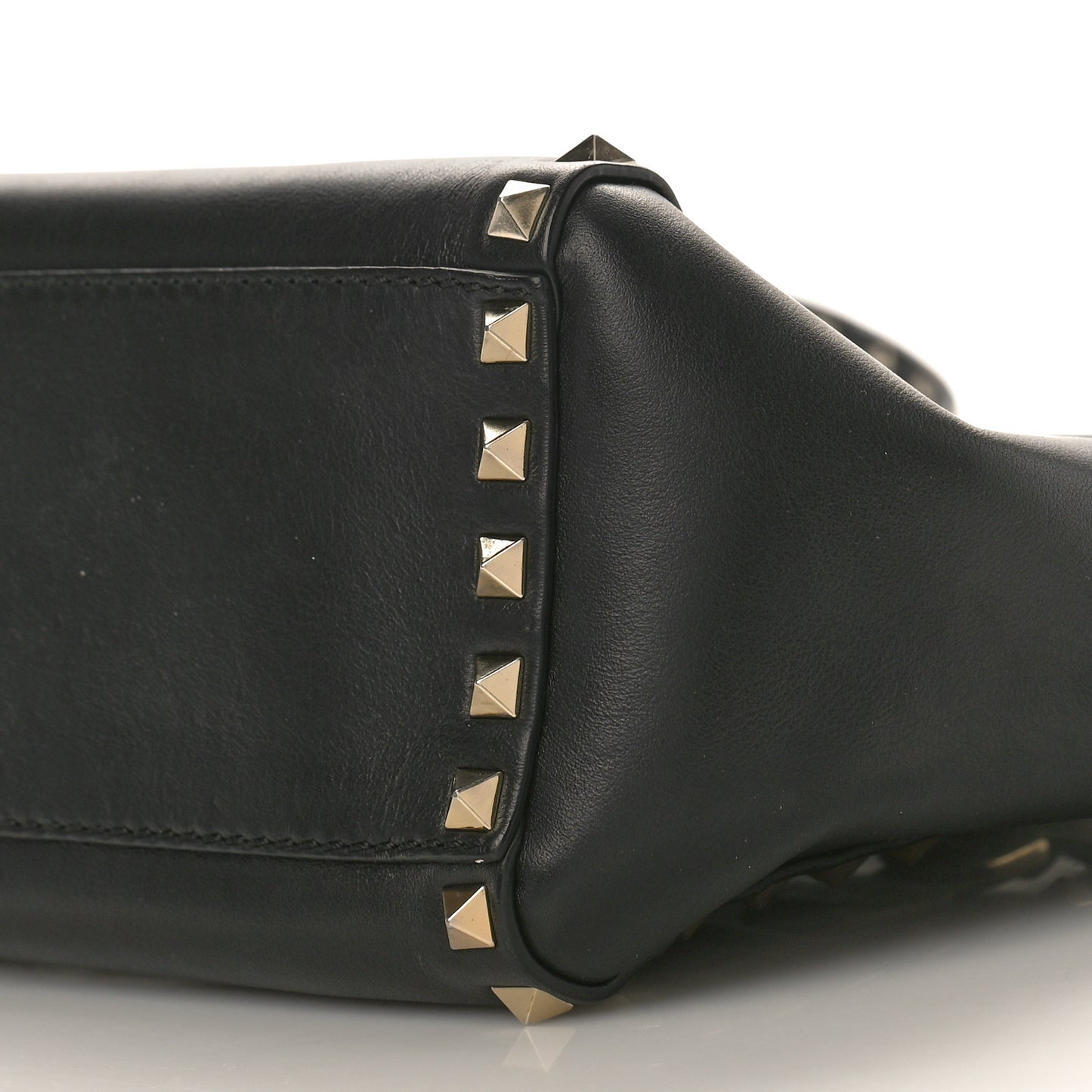 Vitello Mini Rockstud Double Handle Tote Black