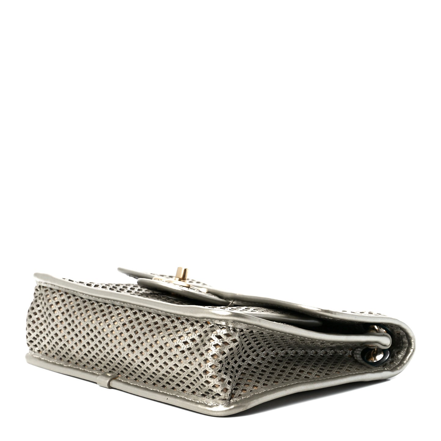 Metallic Perforated Calfskin Small Up In The Air Flap Light Gold