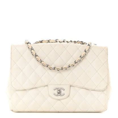 Chanel Caviar Quilted Jumbo Single Flap White 1 of 21