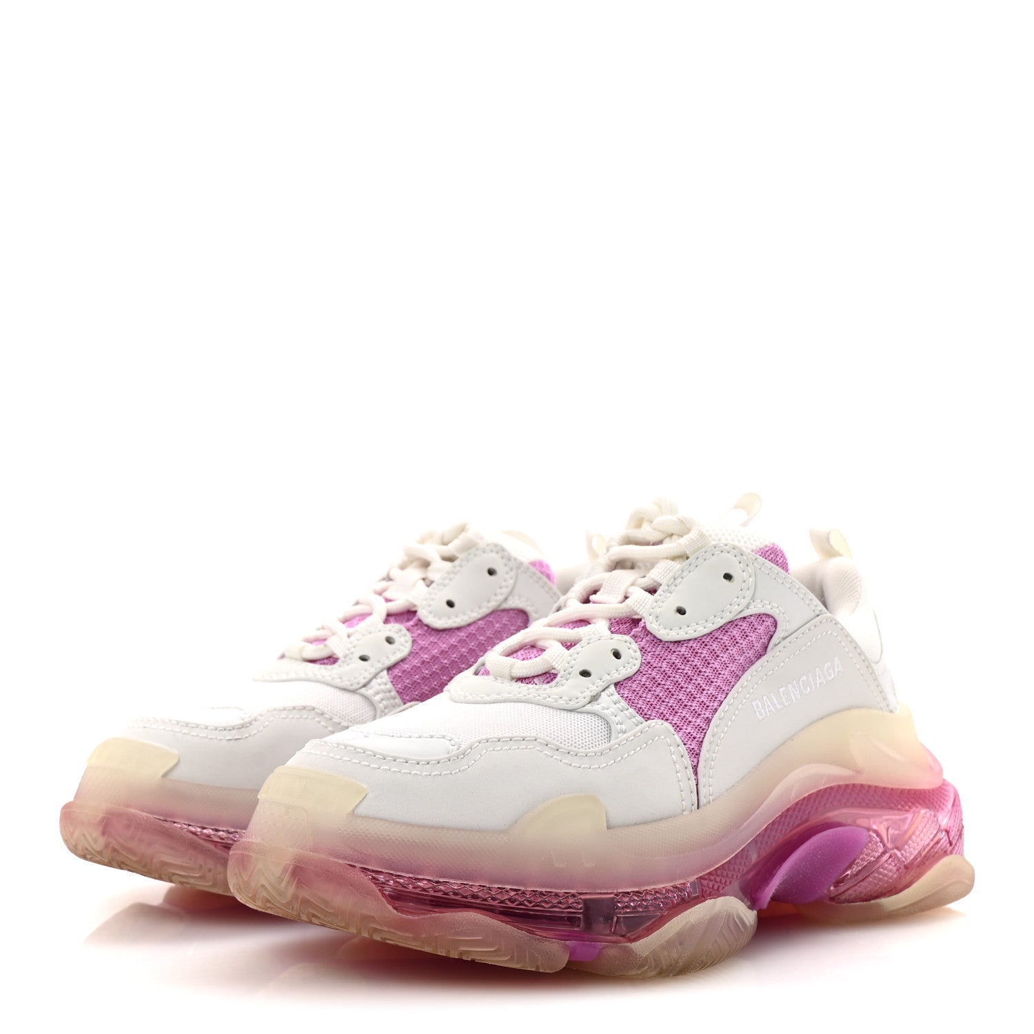Balenciaga Fabric Mesh Clear Sole Womens Triple S Sneakers 37 White Pink 4 of 10