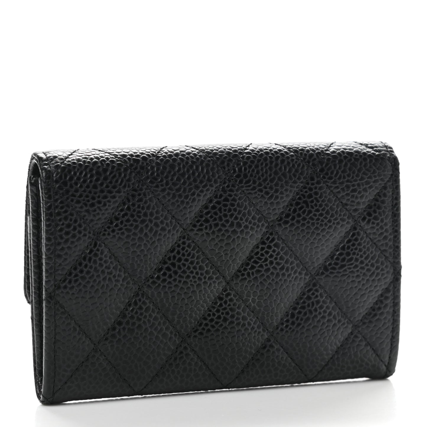 Caviar Quilted Flap Card Holder Black