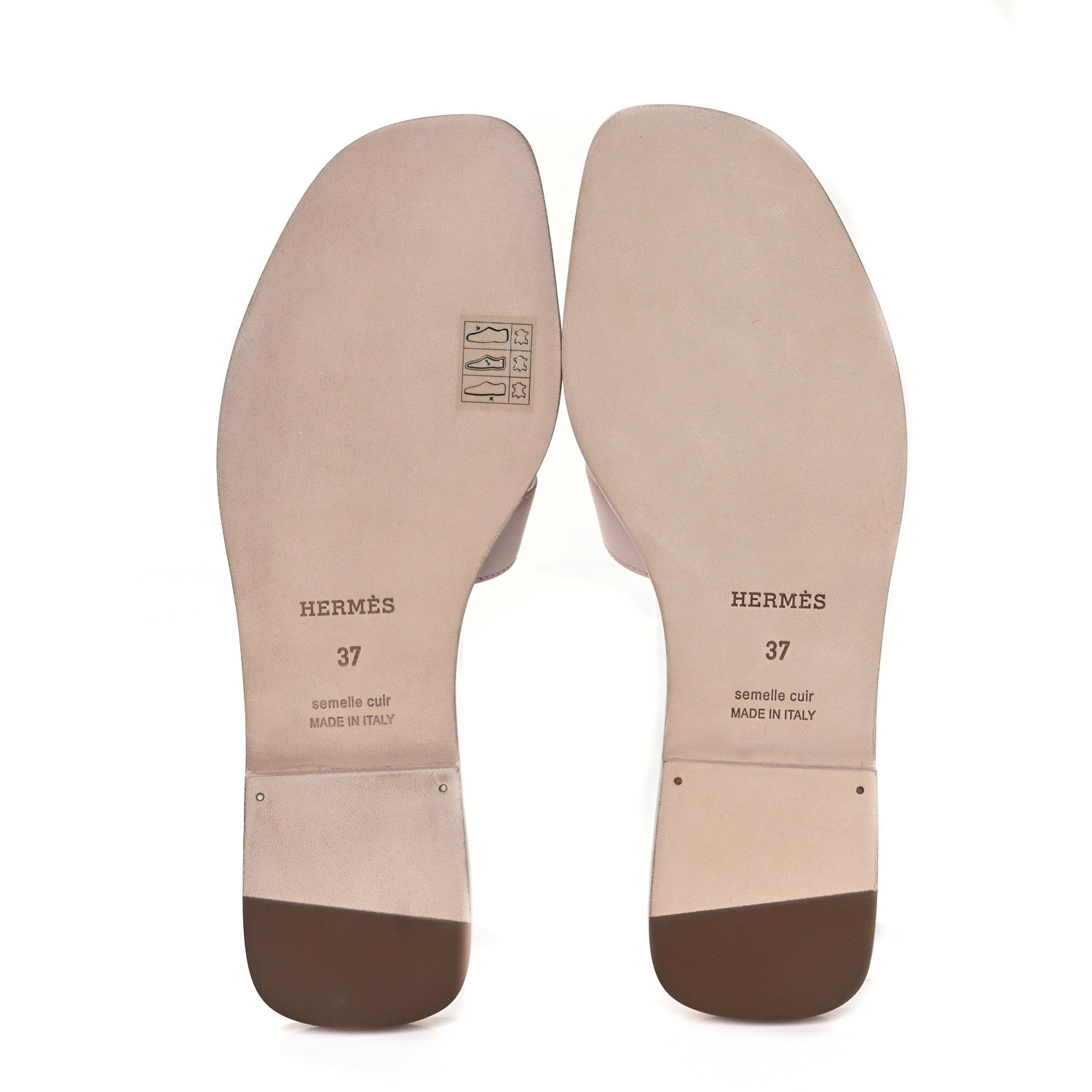 Hermes Box Calfskin Oran Sandals 37 Rose Pale 5 of 7