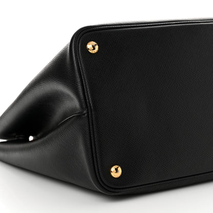 Prada Saffiano Cuir Large Double Bag Black Fuoco 8 of 9