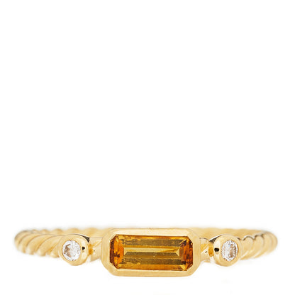 David Yurman 18K Yellow Gold Diamond Citrine Novella Stack Ring 51 5.75 1 of 3