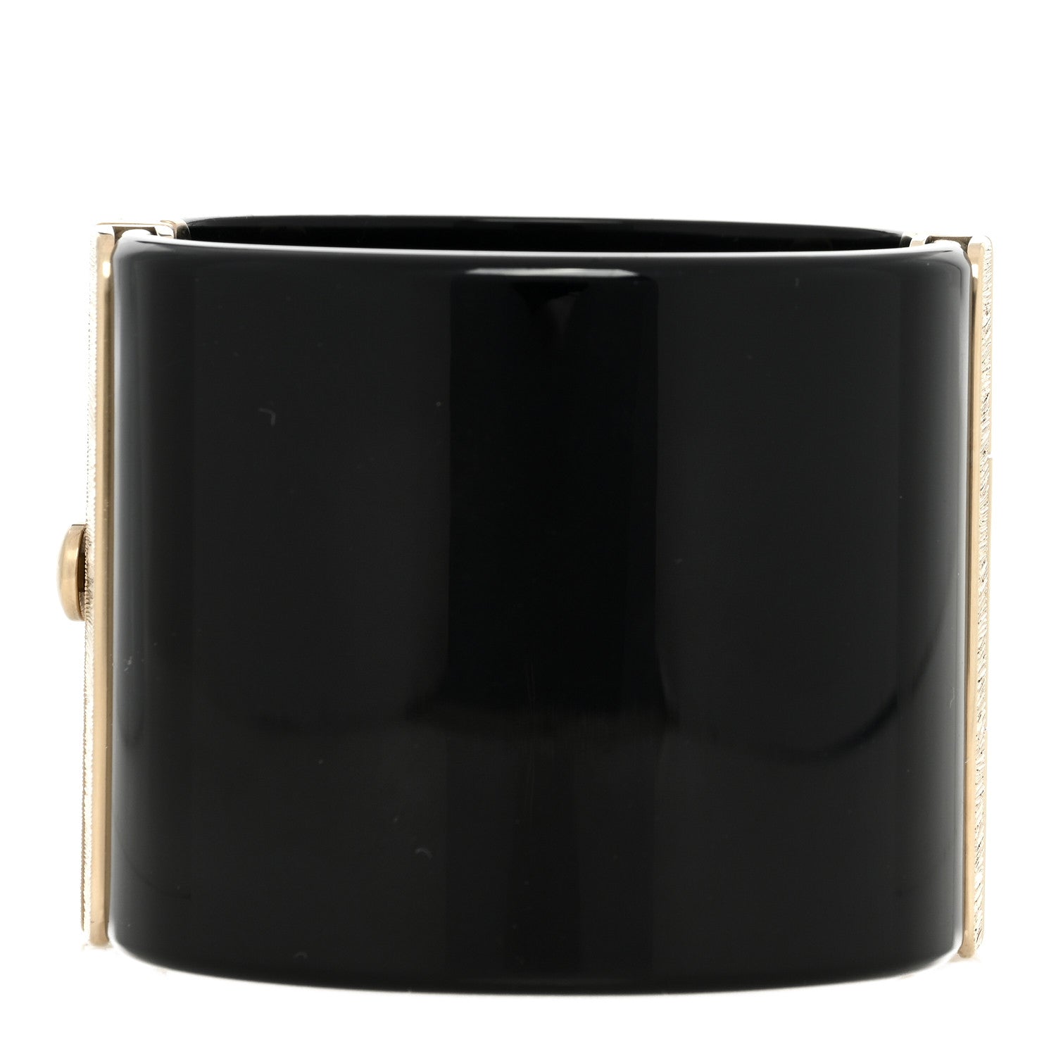 Chanel Resin CC Cuff Bracelet Black Gold 3 of 6
