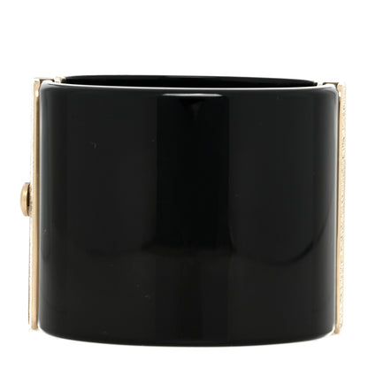 Chanel Resin CC Cuff Bracelet Black Gold 3 of 6