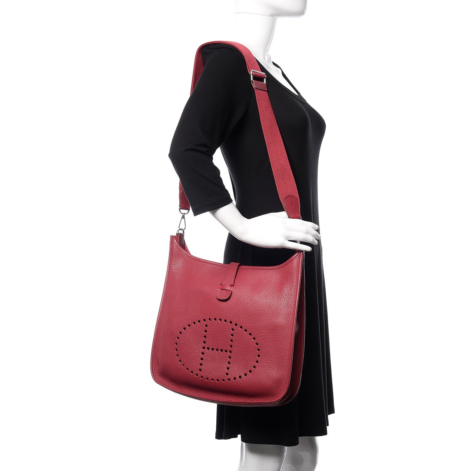 Hermes Taurillon Clemence Evelyne III GM Rubis 2 of 12