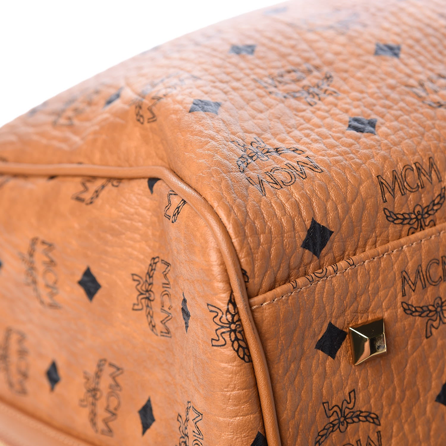 MCM Visetos Large Traveler Weekender Bag Cognac 8 of 12